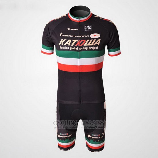 2010 Cycling Jersey Katusha Black Short Sleeve and Bib Short